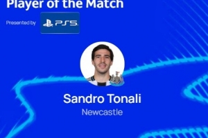 欧冠官方：托纳利当选纽卡2-0毕尔巴鄂竞技全场最佳球员